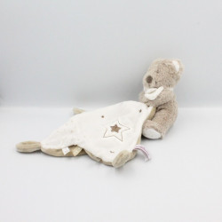 Doudou ours beige blanc étoiles mouchoir POMMETTE LOT DE 2