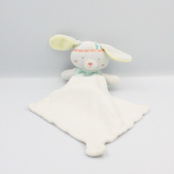 Doudou lapin gris bleu jaune indien mouchoir Cajou SUCRE D'ORGE