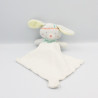 Doudou lapin gris bleu jaune indien mouchoir Cajou SUCRE D'ORGE