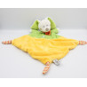 Doudou plat lapin jaune vert pois ours brodé MOTS D'ENFANTS