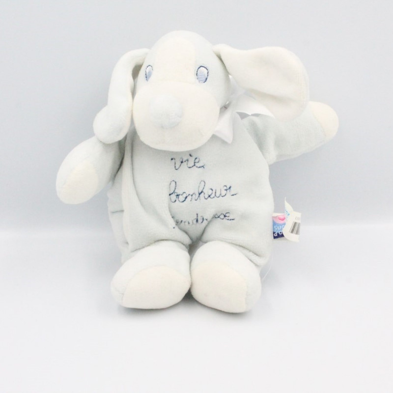 Doudou chien bleu vie bonheur tendresse SUCRE D'ORGE
