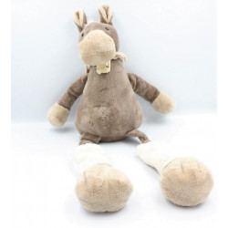 Grand doudou ane cheval marron blanc HISTOIRE D'OURS