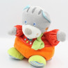 Doudou chat gris rouge orange pois chat brodé MOTS D'ENFANTS