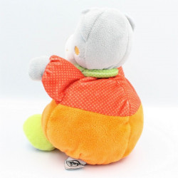 Doudou chat gris rouge orange pois chat brodé MOTS D'ENFANTS LOT DE 2
