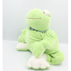 Grand Doudou grenouille verte foulard bleu NOUKIE'S 50 cm