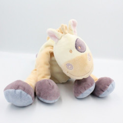 Doudou poney cheval orange écru cocard violet KIABI