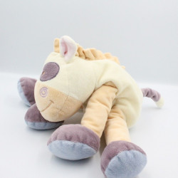 Doudou poney cheval orange écru cocard violet KIABI