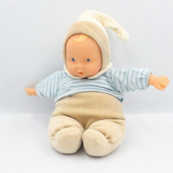Doudou bébé poupée Baby Pouce beige bleu rayé COROLLE 2005