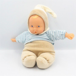 Doudou bébé poupée Baby Pouce beige bleu rayé COROLLE 2005