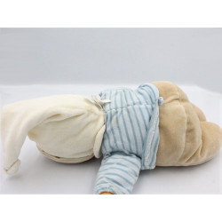 Doudou bébé poupée Baby Pouce beige bleu rayé COROLLE 2005