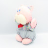 Peluche Puffalump chat rose bleu carreaux cravate rouge