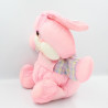 Peluche Puffalump lapin rose mauve jaune carreaux Je vous aime