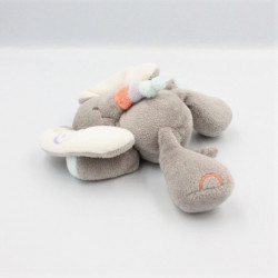 Doudou éléphant gris orange bleu mauve Bubbles NATTOU 15 cm