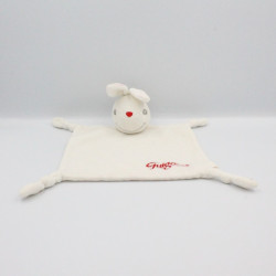 Doudou plat lapin blanc rouge GUIGOZ