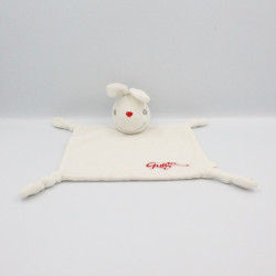 Doudou plat lapin blanc rouge GUIGOZ