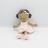 Doudou poupée fille métis robe rose OBAIBI