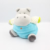 Doudou hippopotame gris bleu vert pois OBAIBI