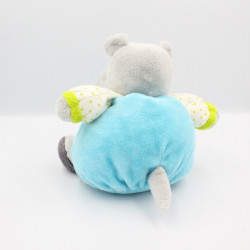 Doudou hippopotame gris bleu vert pois OBAIBI