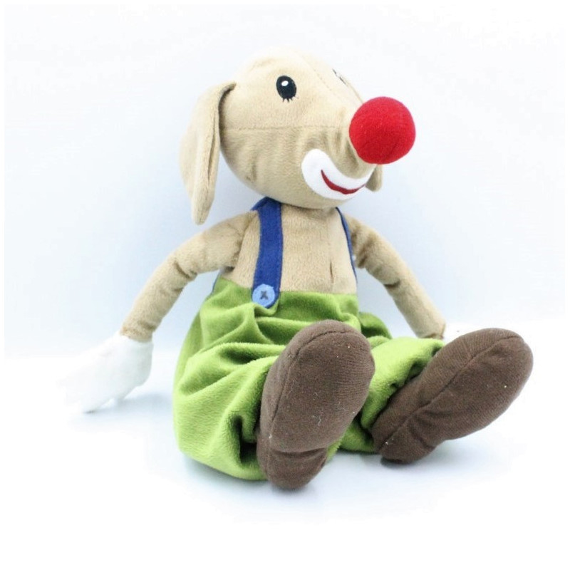 Doudou chien clown marron vert bleu avec souris IKEA