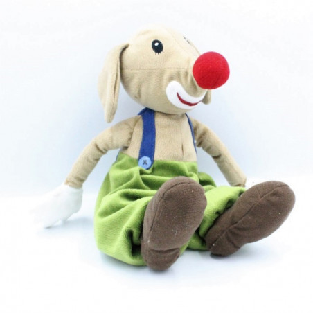 Doudou chien clown marron vert bleu avec souris IKEA