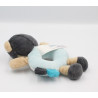 Doudou hochet ours beige bleu noir pois aviateur Oscar SAUTHON
