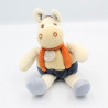 Doudou hochet ours beige bleu noir pois aviateur Oscar SAUTHON