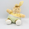 Doudou lapin jaune vert oiseau brodé TAKINOU