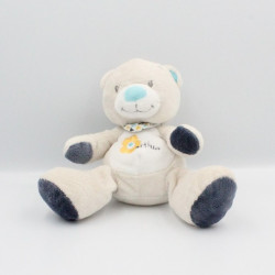 Doudou ours blanc gris bleu Arthur et Lola BEBISOL LOT DE 2