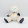 Doudou ours blanc gris bleu Arthur et Lola BEBISOL LOT DE 2