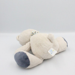 Doudou ours blanc gris bleu Arthur et Lola BEBISOL LOT DE 2