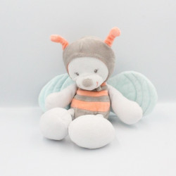 Doudou ours papillon abeille blanc rose bleu gris NATTOU