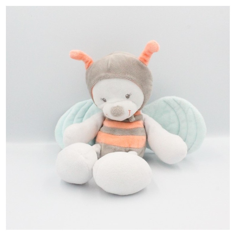 Doudou ours papillon abeille blanc rose bleu gris NATTOU