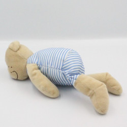 Doudou ours beige rayé bleu coeur rouge IKEA