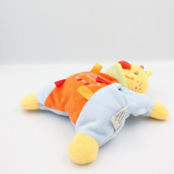Doudou semi plat lutin garçon Tim bleu rouge jaune orange NATTOU