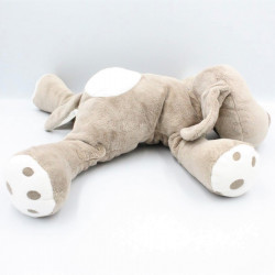 Doudou chien couché beige marron OBAIBI 40 cm