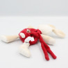 Doudou attache tétine lapin rouge blanc SUCRE D'ORGE