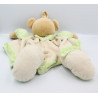 Doudou Ours beige vert écru carreaux couverture Nounours