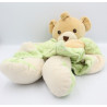 Doudou Ours beige vert écru carreaux couverture Nounours