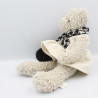 Doudou peluche ours beige robe blanche écharpe Oscar J-LINE