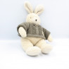 Doudou lapin blanc pull gris Philomene MOULIN ROTY 32 cm
