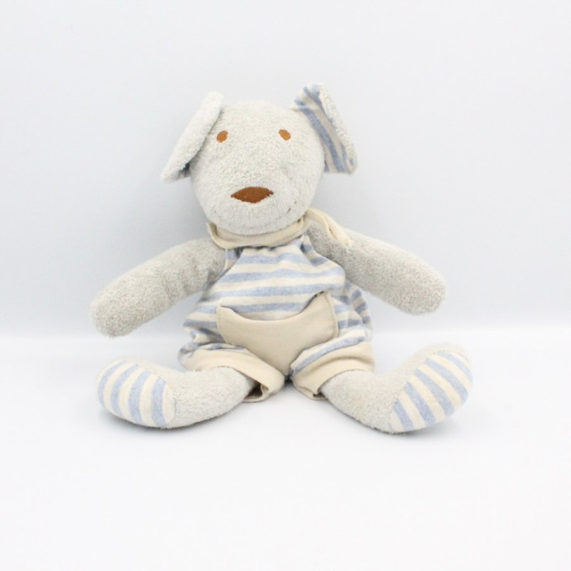 Doudou souris grise rayé bleu NOUNOURS