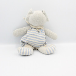 Doudou souris grise rayé bleu NOUNOURS