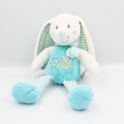 Doudou lapin blanc bleu hibou renard MOTS D'ENFANTS