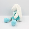 Doudou lapin blanc bleu hibou renard MOTS D'ENFANTS