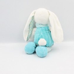 Doudou lapin blanc bleu hibou renard MOTS D'ENFANTS