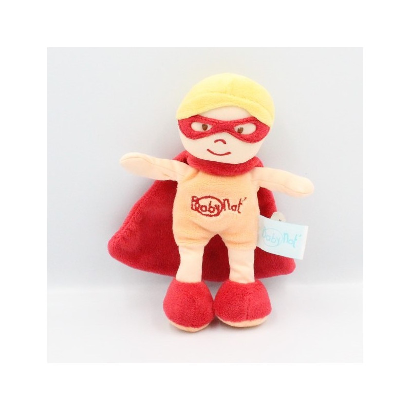 Doudou poupée super héros rouge cape BABY NAT