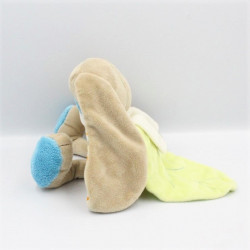 Doudou lapin beige pull blanc feuille verte TEX