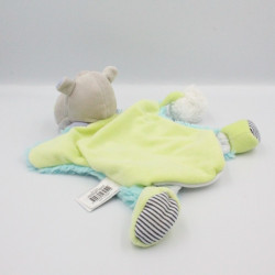 Doudou et compagnie marionnette hippopotame gris bleu vert Pistache