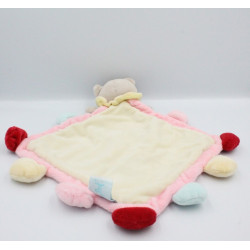 Doudou plat chat gris rose blanc Super Doudou BABY NAT