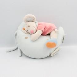 Doudou musical souris blanche robe rose sur lune NATTOU